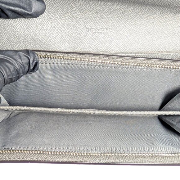 Coach Gray Crossgrain Leather Slim Envelope Folding Continental Wallet - Picture 9 of 9